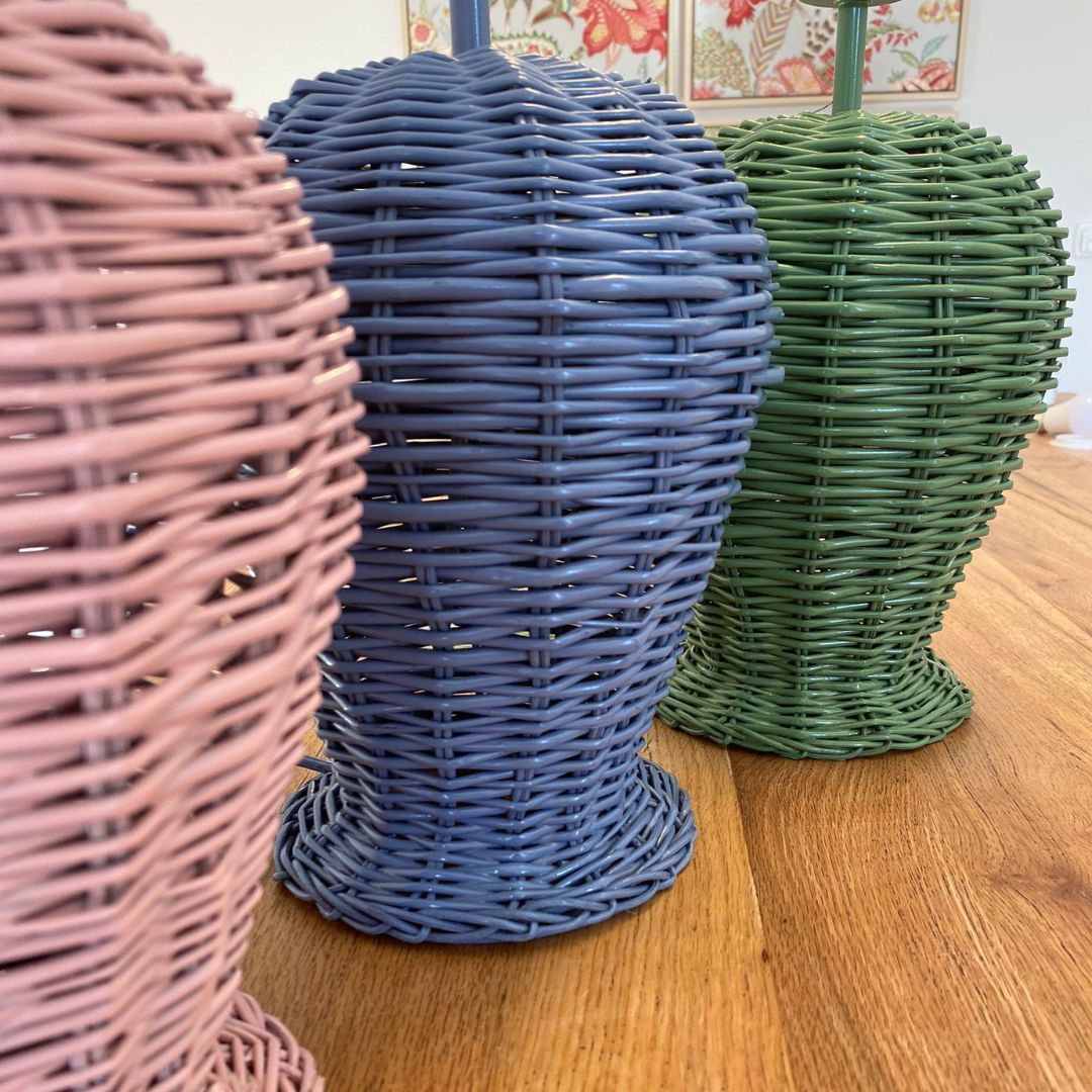 Lampenfuß "Rattan" rosa